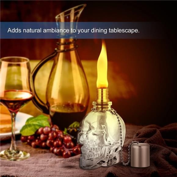 Molded Glass Table Torch, Outdoor Patio Garden Torch,DIY Skeleton Tabletop Decor - Picture 2 of 6